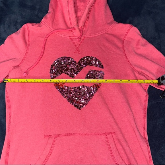 Y2K Hollister Pink Heart Sequin Bird Logo Sweatshirt/Hoodie - Picture 6 of 9
